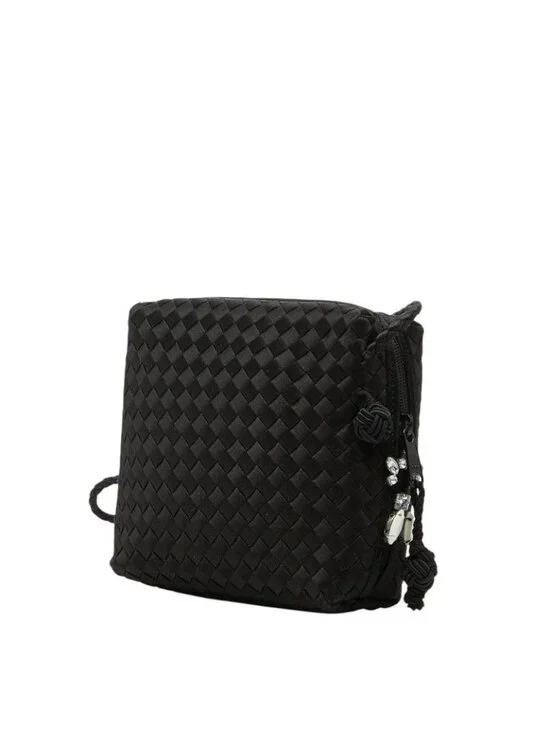 Bottega Veneta Intrecciato Crossbody Shoulder Bag Black Satin Visual - Picture 2 of 10